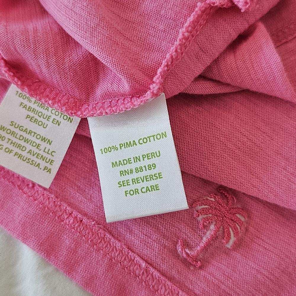 Lilly Pulitzer Polo Golf Shirt Solid Pink Thin Lightweight Top Med - Picture 4 of 4